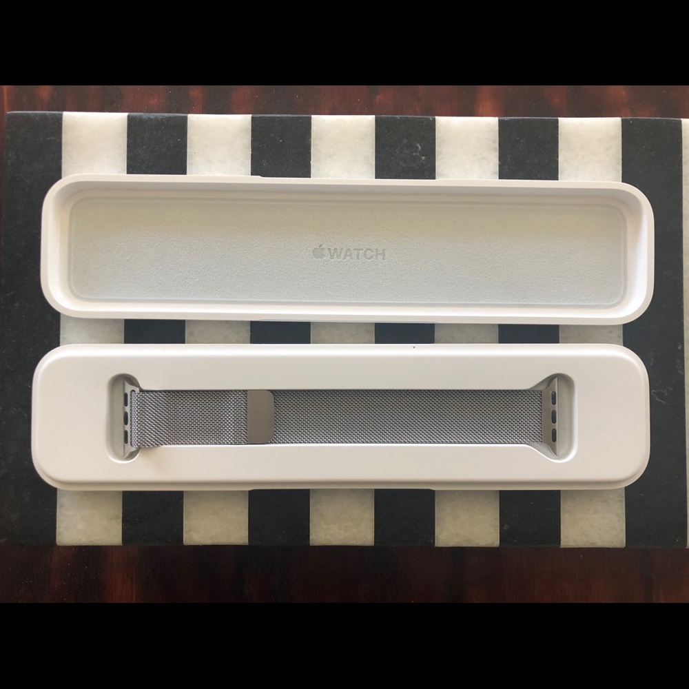 Silver Milanese Loop Apple Watch Band 38mm case